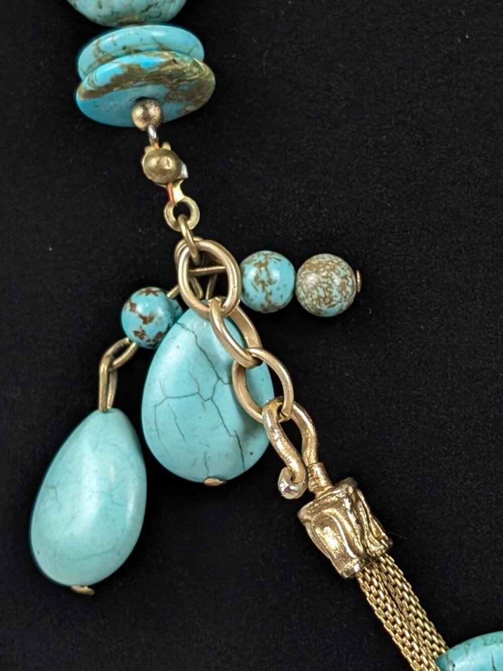 Asymmetrical Bohemian Faux Turquoise Necklace - Picture 4 of 5